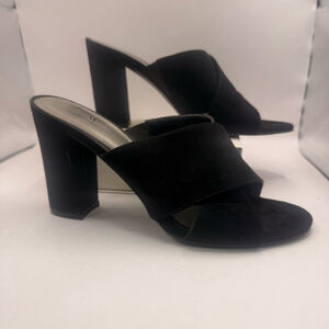Women's Worthington Black faux suede Block Heel Mules Size 7.5